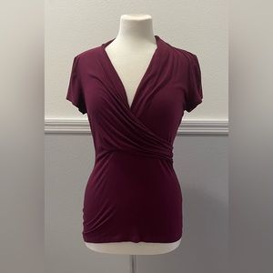 Ann Taylor Burgundy Cross Top Shirt S